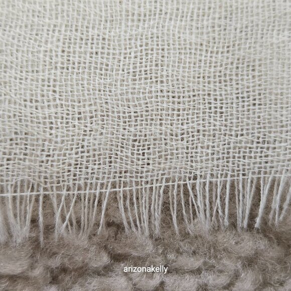 Ivory Wool Scarf with Black Chain Stitch Embroidery - Picture 14 of 14